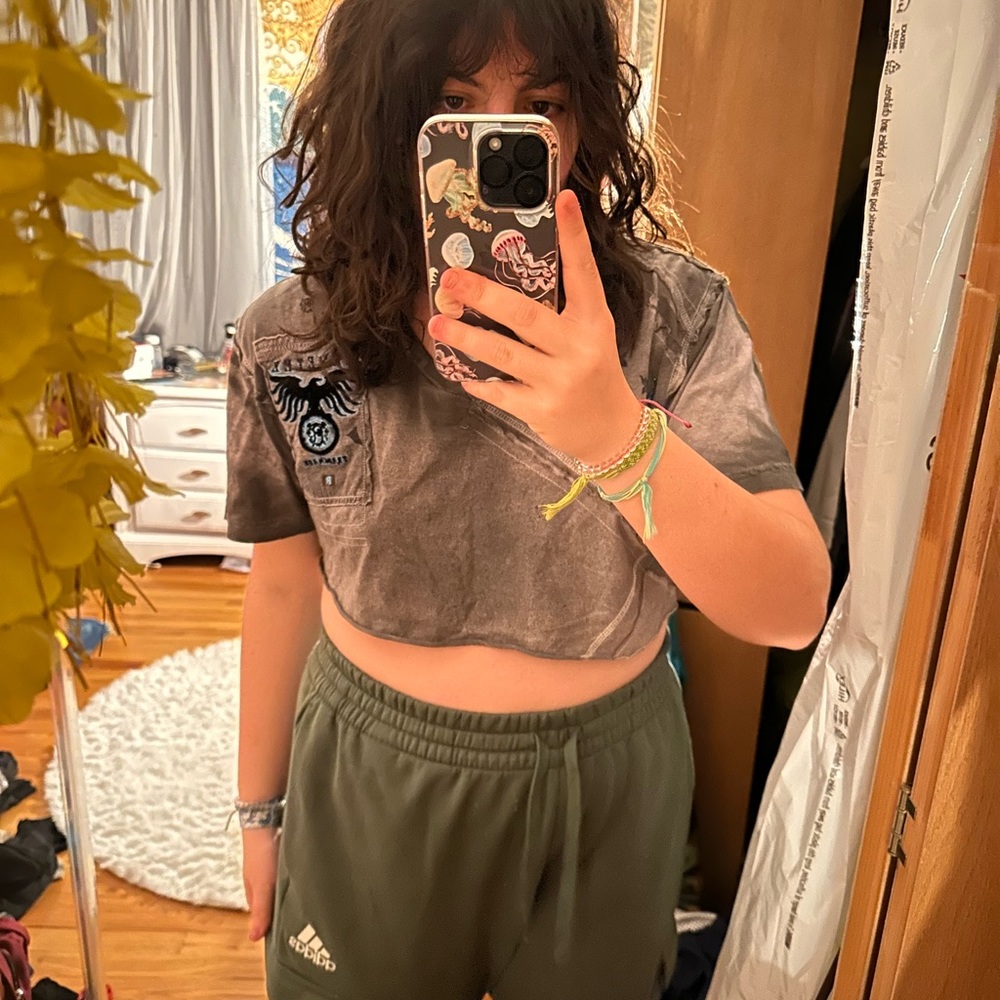 men’s shirt but cropped